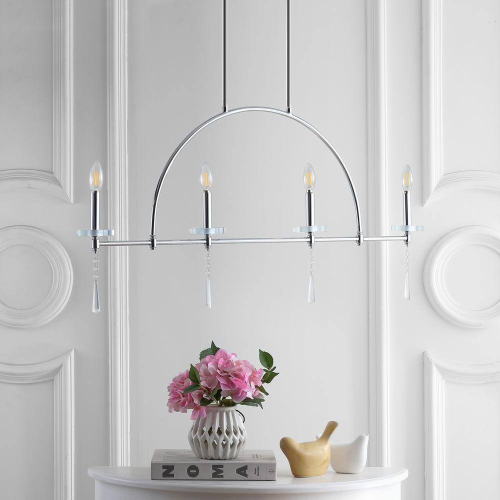 Doris Contemporary Chrome 41" LED Linear Pendant with Crystal Accents