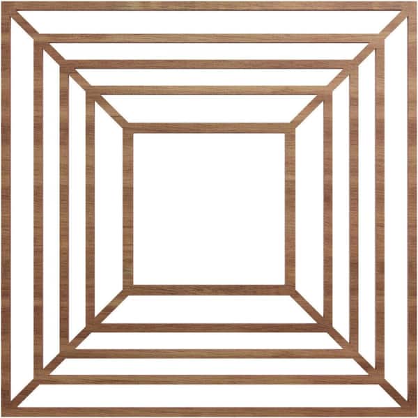 Ekena Millwork 16 in. x 16 in. x 1/4 in. Raven Wood Fretwork Pierced Ceiling Medallion, Walnut