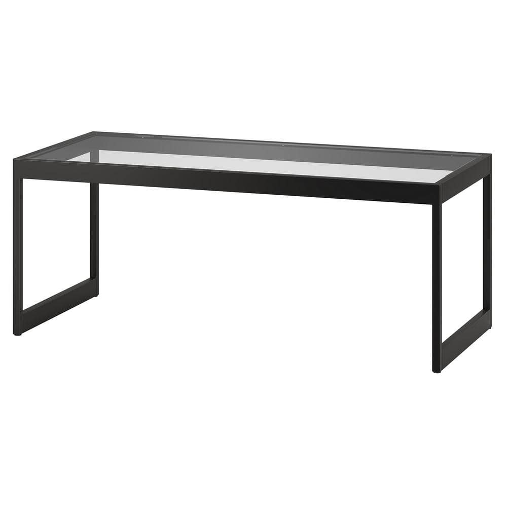 Ezra Modern Blackened Bronze Rectangular Glass Coffee Table