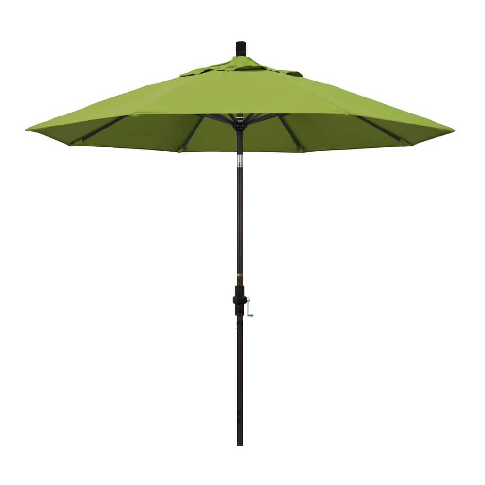 9 ft. Bronze Aluminum Pole Market Aluminum Ribs Collar Tilt Crank Lift Patio Umbrella in Macaw Sunbrella price history on PriceWatchPro