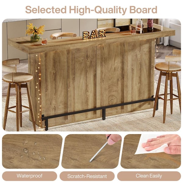 BYBLIGHT Kearsten 43.5 in. Wooden Bar Table with 5 Muti-Bottle
