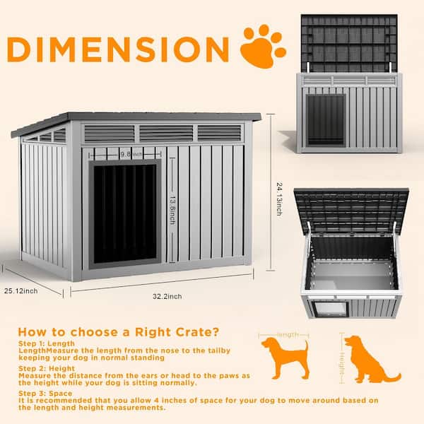 WTVWTV 32 in. Lassic Outdoor Deluxe Large Dog House,Slanted and