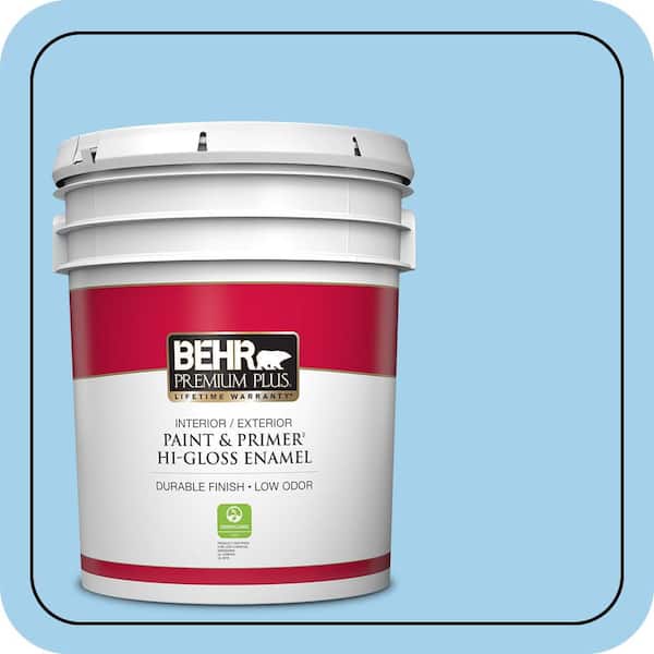 BEHR PREMIUM PLUS 5 gal. #550A-3 Little Pond Hi-Gloss Enamel Interior/Exterior Paint & Primer