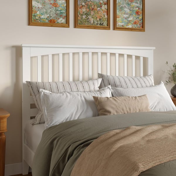 Mission White Solid Wood Queen Headboard with Attachable Turbo USB Device Charger