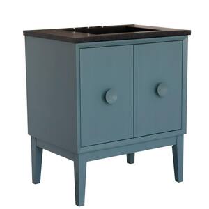 Stora 31 in. W x 22 in. D Bath Vanity in Aqua Blue with Black Concrete Vanity Top with Rectangle Basin