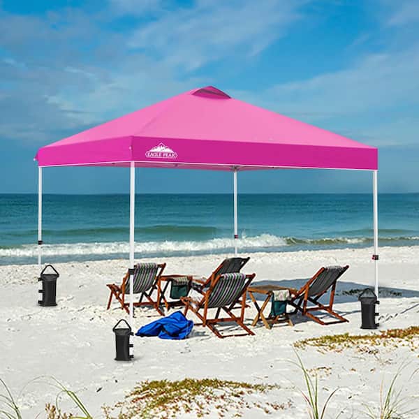 EAGLE PEAK 10 ft. x 10 ft. Pop Up Canopy Tent Instant Outdoor Canopy with 4-Sand Bags
