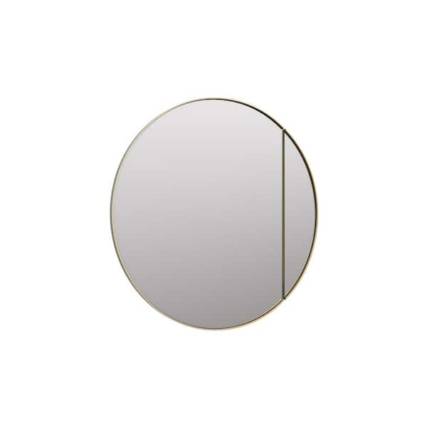 Glass Warehouse Juno 32 in. W x 32 in. H Round Gold Recessed/Surface Mount Medicine Cabinet with Mirror in Satin Brass Finish