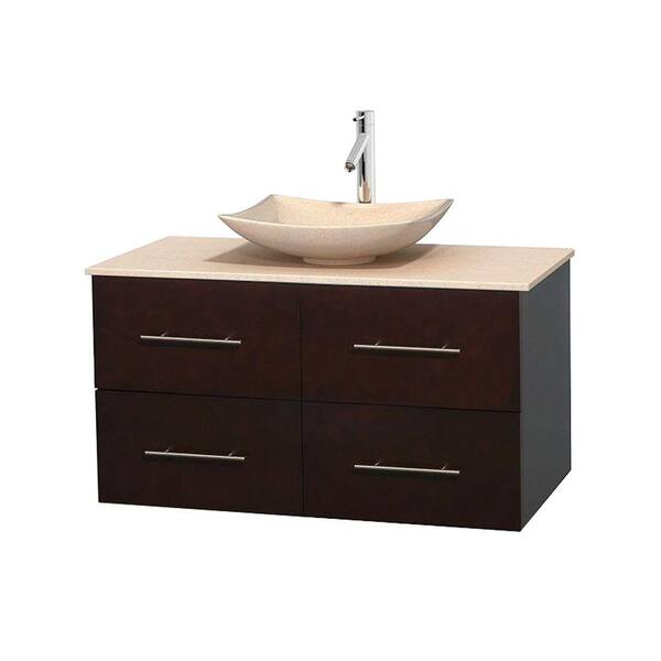 Wyndham Collection Centra 42 in. Vanity in Espresso with Marble Vanity Top in Ivory and Sink