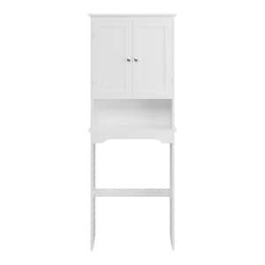 24.8 in. W x 65.98 in. H x 9.02 in. D White Over-The-Toilet Bathroom Storage Space Saver with Shelf and 2-Doors