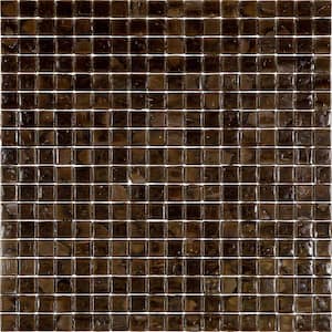 Skosh Glossy Russet Brown 11.6 in. x 11.6 in. Glass Mosaic Wall and Floor Tile (18.69 sq. ft./case) (20-pack)