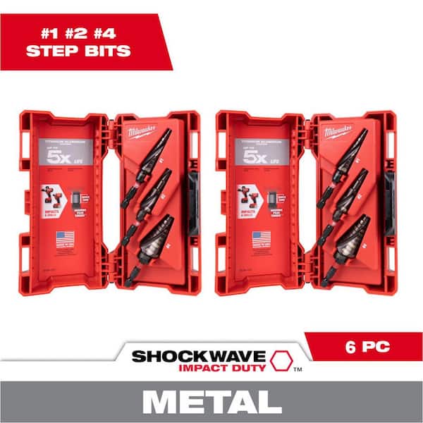 Milwaukee SHOCKWAVE Impact Duty Titanium Step Bit Kit (6-Piece) 48-89 ...