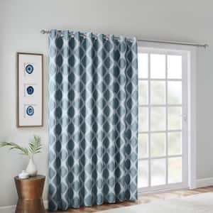 Sun Smart Elysia Navy Damask Knitted Jacquard Damask 50 in. W x 108 in. L  Blackout Grommet Top Curtain SS40-0103 - The Home Depot