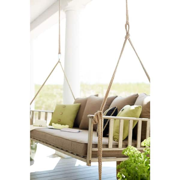 cane patio outdoor patio swing with square back cushions