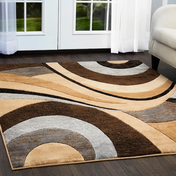 Tribeca Slade Brown/Gray 3 ft. x 5 ft. Abstract Area Rug
