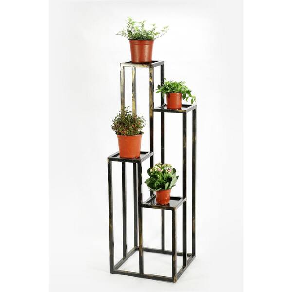 Ore International 47 25 In 4 Tier Black Gold Cast Metal Plant Stand Lb 1713 The Home Depot