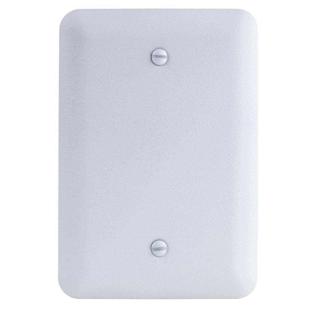 1-Gang Blank Midway/Maxi Sized Metal Wall Plate, White (Textured/Paintable 