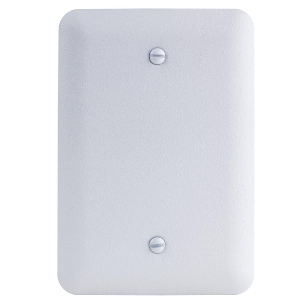 Commercial Electric 1-Gang Blank Midway/Maxi Sized Metal Wall Plate, White (Textured/Paintable Finish)