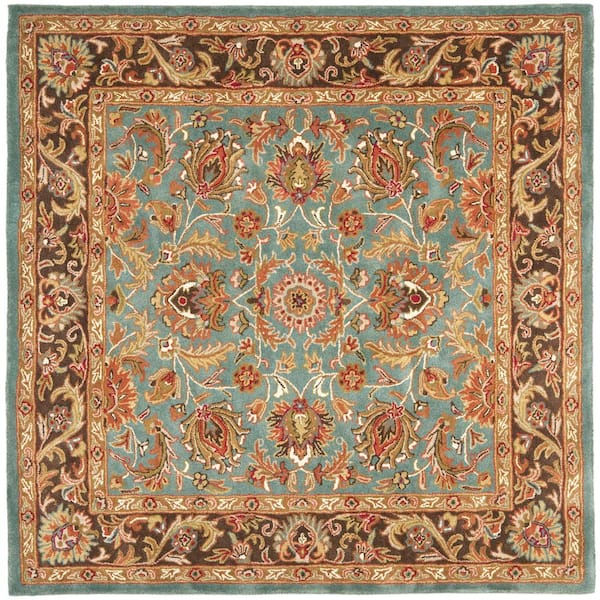 SAFAVIEH Heritage Blue/Brown 6 ft. x 6 ft. Square Border Area Rug
