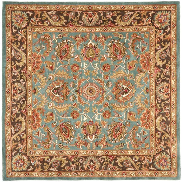 SAFAVIEH Heritage Blue/Brown 6 ft. x 6 ft. Square Border Area Rug