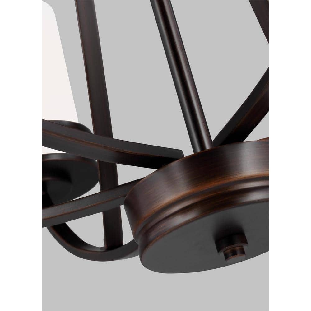 Robie Burnt Sienna 9-Light Incandescent Bronze Chandelier with Etched White Glass