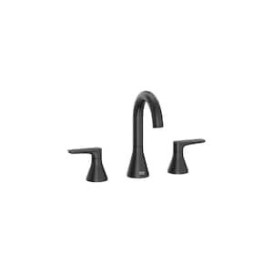Aspirations 8 in. Widespread 2-Handle Bathroom Faucet with Drain Matte Black