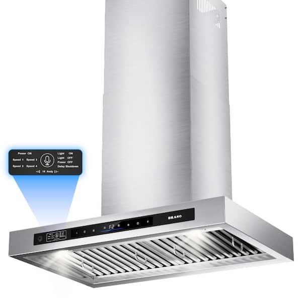 DC Inverter Wall Mounted Range Hood, 1000 CFM Strong Suction, Gesture/Voice Control, 6-Speed, Ducted Vent