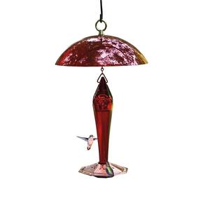 11.50 In. Tall Red Facets Glass Hummingbird Feeder