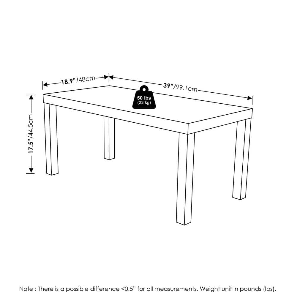 Classic Black Composite Wood Rectangular Coffee Table