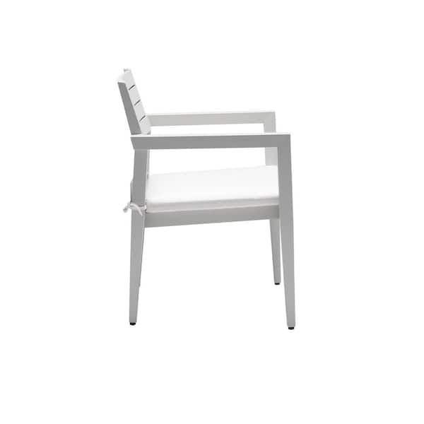 Unbranded Grayish Aluminum Outdoor Dining Chairs, Patio Stationary Tapered Feet Chairs with Sunbrella Fabric Gray Cushions(4-Pack)