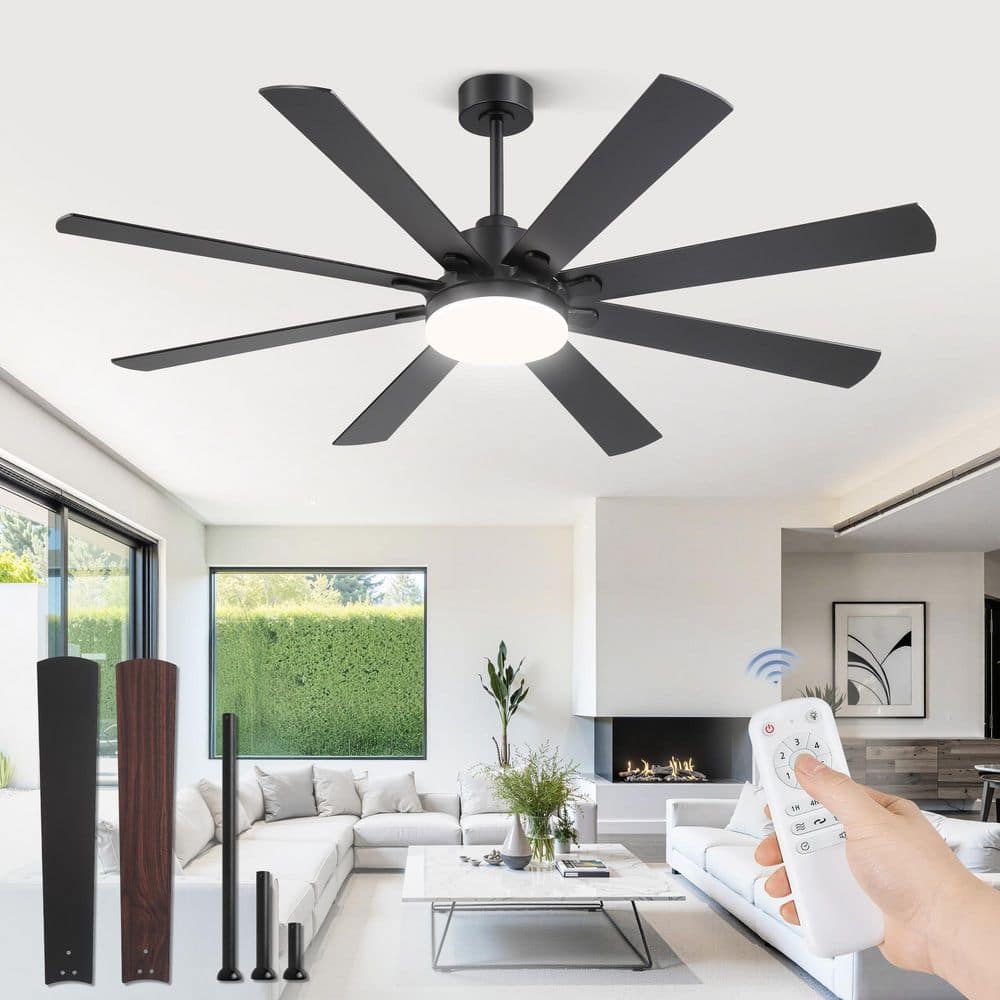 65 in. Black Standard Ceiling Fan with Light, Remote, Reversible DC Motor and Two-toned Blades (Downrod/Angled Mount) price history on PriceWatchPro