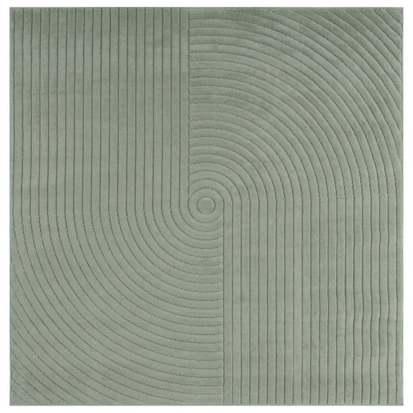 Selena 7 ft. x 7 ft. Green High-Low Swirl square Area Rug