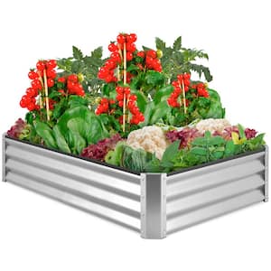 6 ft. x 3 ft. x 1 ft. Silver Outdoor Steel Raised Garden Bed, Planter Box for Vegetables, Flowers, Herbs, Plants