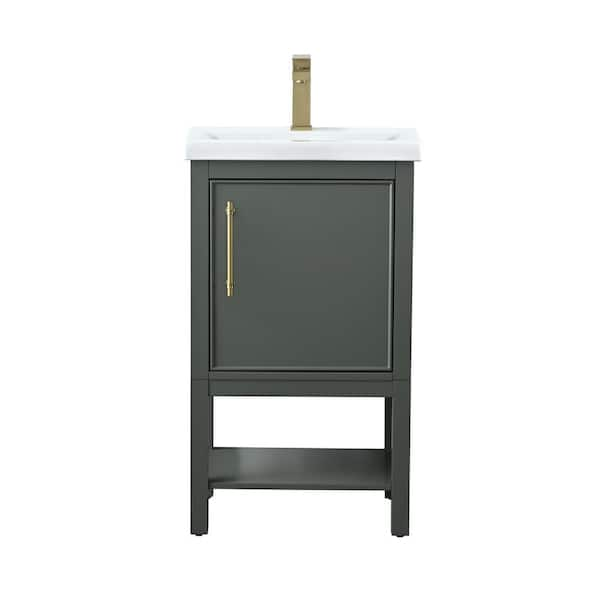 Taylor 20 in. W x 15 in. D x 34 in. H Bath Vanity in Vintage Green with Ceramic Vanity Top in White with White Sink