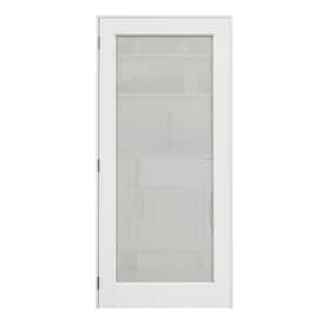 36 in. x 80 in. 1-Lite Frosted Glass Right White Solid Core Wood Single Prehung Interior Door with Quick Assemble Jamb