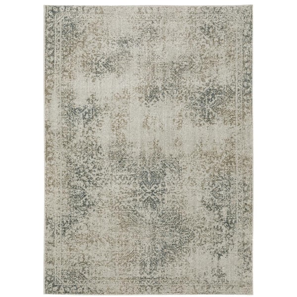AVERLEY HOME Apex Beige Doormat 3 ft. x 5 ft. Vintage Distressed Oriental Polyester Indoor Area Rug