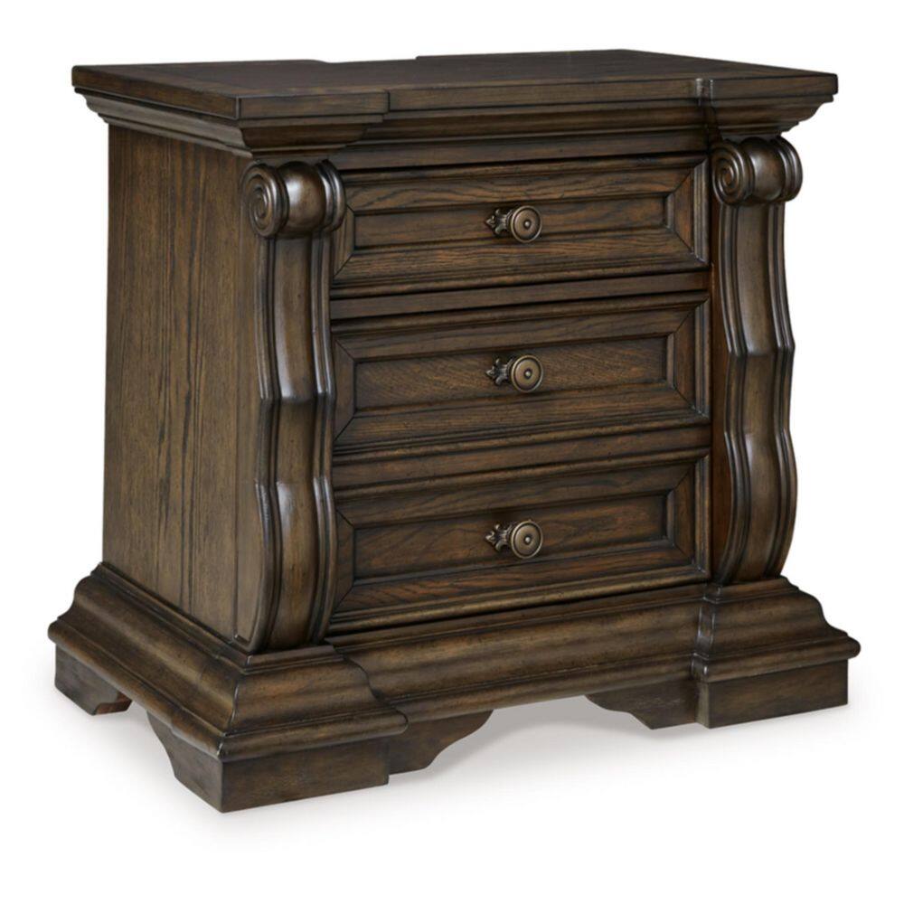 Maylee Traditional Brown 2-Drawer Nightstand with USB Ports