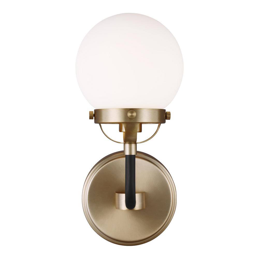 Elegant Satin Bronze Dimmable Wall Sconce with Etched White Shade