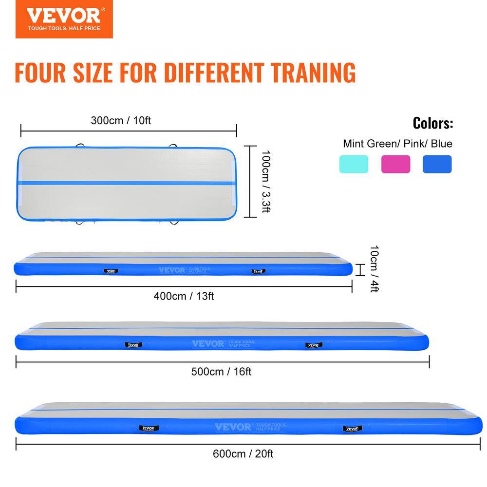 Blue PVC Inflatable Gymnastics Tumbling Mat, 118"