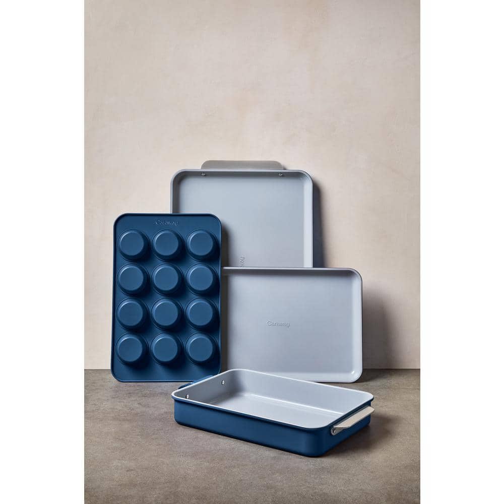 Navy and Gray Nonstick Ceramic 5-Piece Bakeware Set