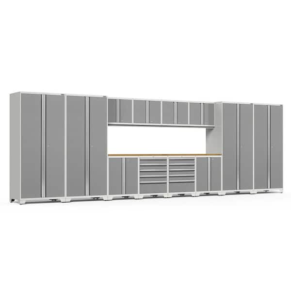 NewAge Products Pro Series 14-Piece 18-Gauge Steel Garage Storage System in Platinum (256 in. W x 85 in. H x 24 in. D)