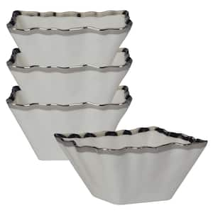 5 in. 13 fl. oz. Multi-Colored Porcelain Regency Silver Square Serving Bowls (Set of 4)