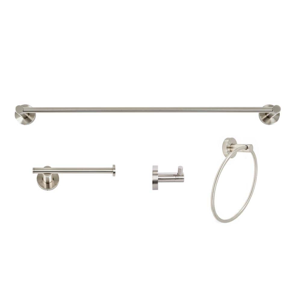 Brushed Nickel 4-Piece Stainless Steel Bathroom Hardware Set