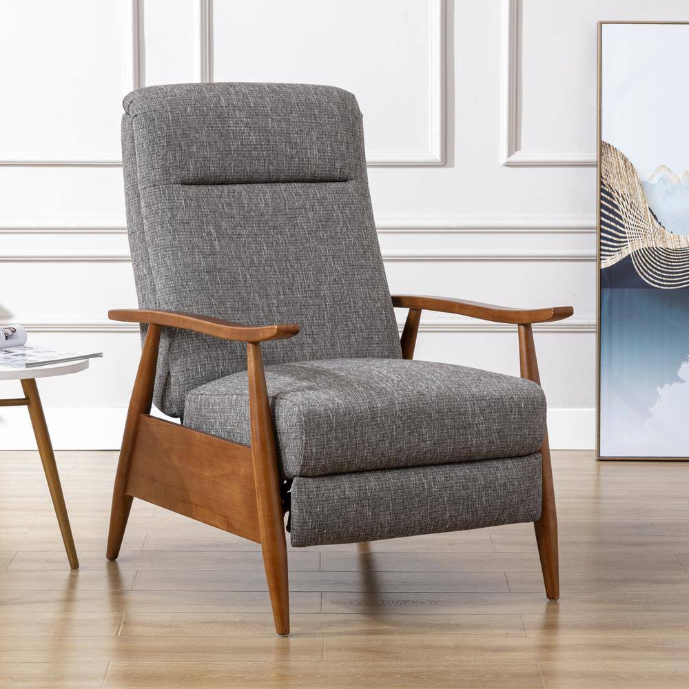Terni Ashen Grey Performance Fabric Mid-Century Modern Recliner
