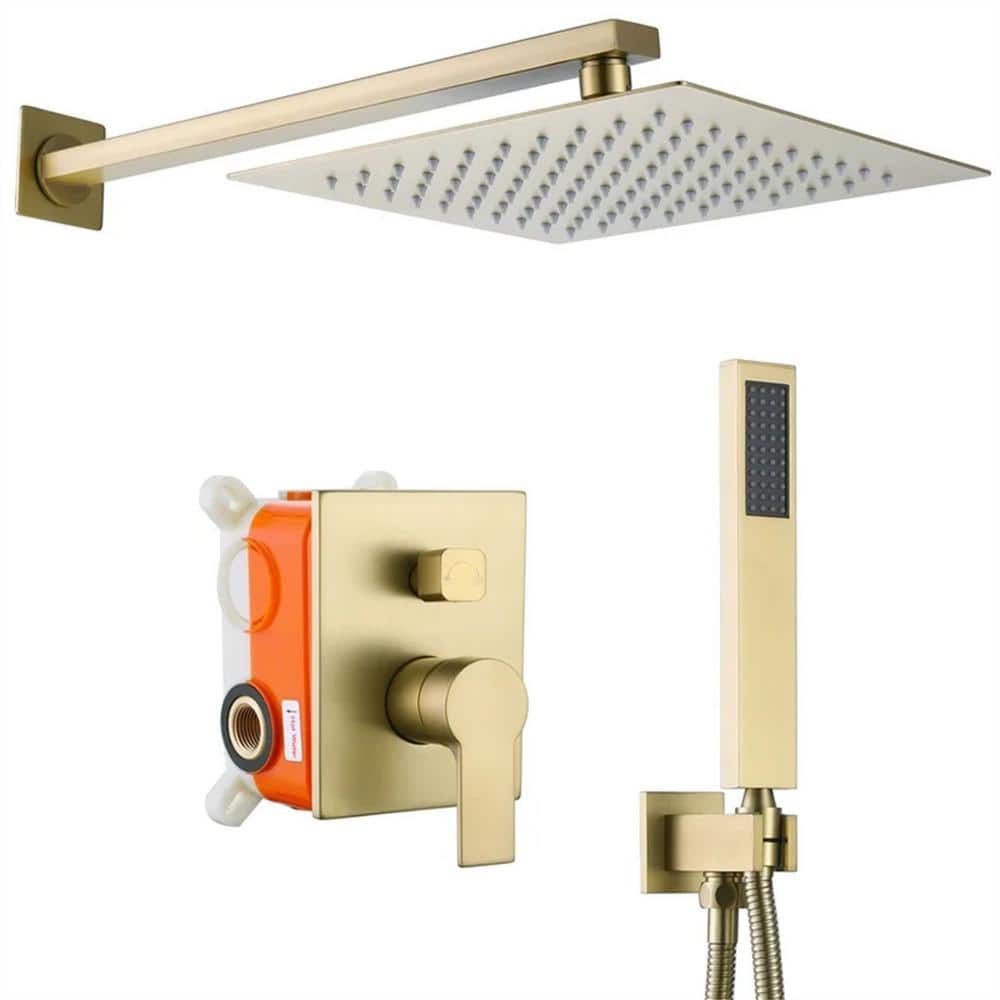 Miscool Rainfall 1-Handle 1-Spray Wall Mount 12 in. High Pressure Shower  Faucet in Brushed Gold (Valve Included) SHSMDH10C003BGL - The Home Depot