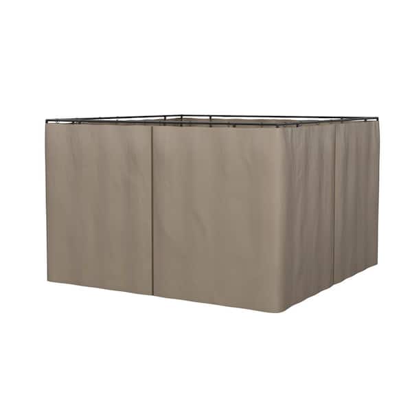 Outsunny 130.75 in. x 130.75 in. Universal Gazebo Sidewall Set with 4 Panels, Hooks/C-Rings for Pergolas and Cabanas in Brown