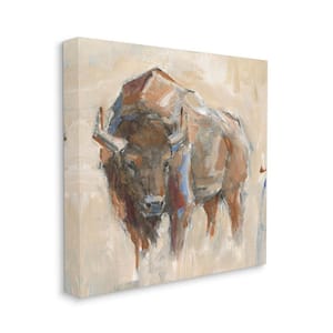 Bison Portrait Country Wildlife Painting Design by Ethan Harper Unframed Animal Art Print 24 in. x 24 in.