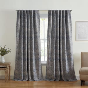Vittoria Blue Polyester Paisley Printed 52 in. W x 84 in. L Rod Pocket/Back-Tab Indoor Blackout Curtain (Single Panel)