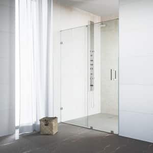 Ryland 62 to 64 in. W x 73 in. H Track Sliding Frameless Shower Door in Stainless Steel with 3/8 in. (10mm) Clear Glass