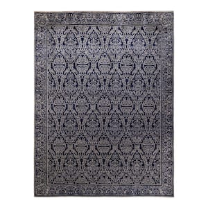 Eclectic One-of-a-Kind Contemporary Gray 9 ft. 1 in. x 12 ft. 1 in. Floral Area Rug