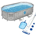 Bestway 14 ft. x 8.2 ft. Oval 39.5 in. Deep Metal Frame Pool Package ...